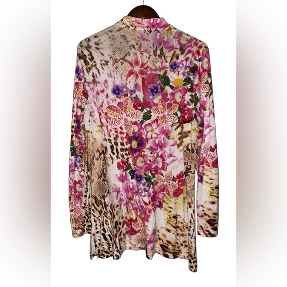 V-Cristina Vtg Animal Print Studded Popover Blouse Women L Multicolor Y2K - Picture 2 of 7